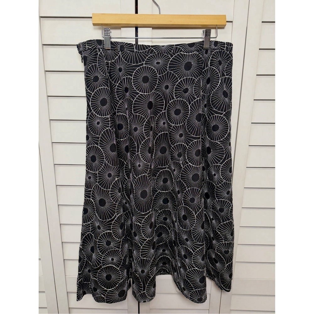 Chico's Embroidered Boho A-Line Cotton Lined Skirt Office Women's Size Large